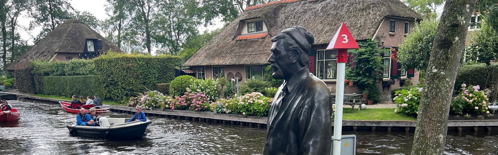 The bustling canal scene in Giethoorn.